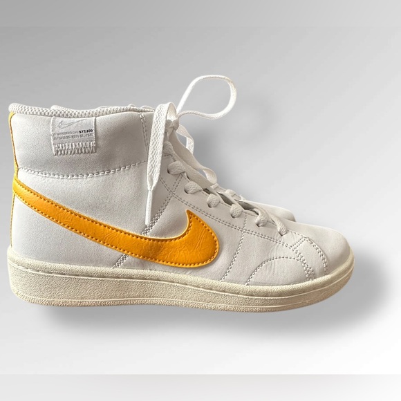 Nike Womens 8 Sneaker Court Royale 2 Mid White Gold Swoosh Retro Shoe DJ2005-100 - Picture 2 of 12